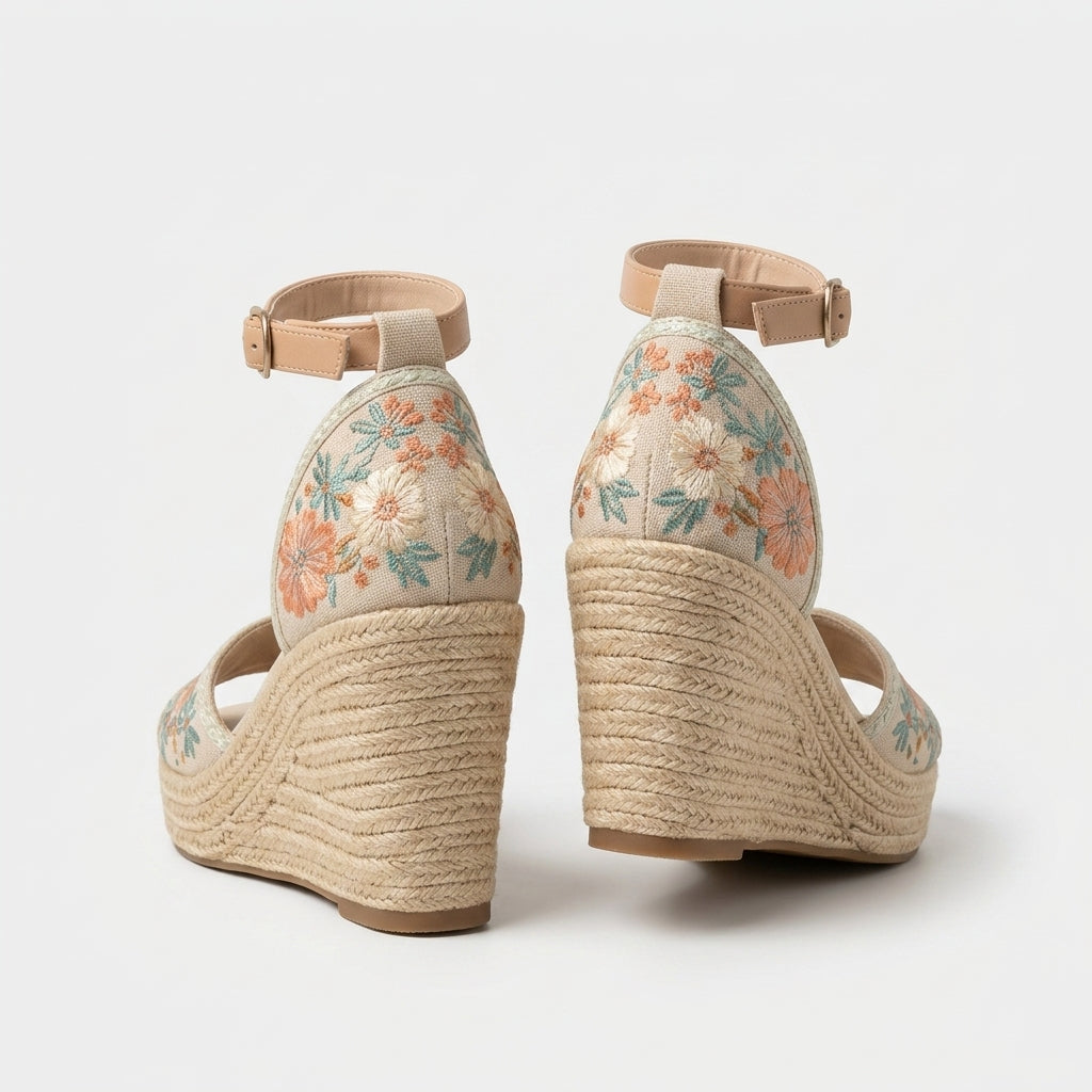 Sandales en toile beiges