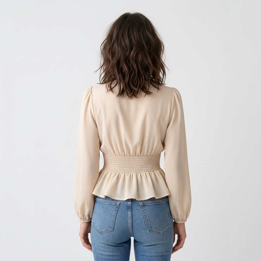 Chemisier beige en polyester