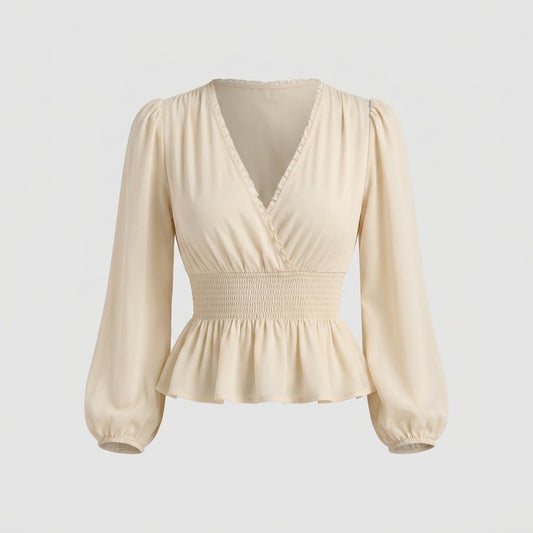 Chemisier beige en polyester