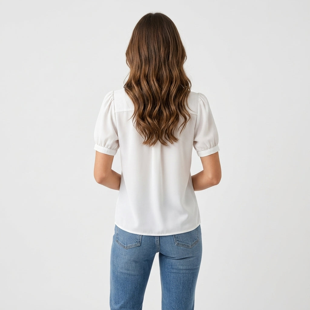 Chemisier en polyester blanc