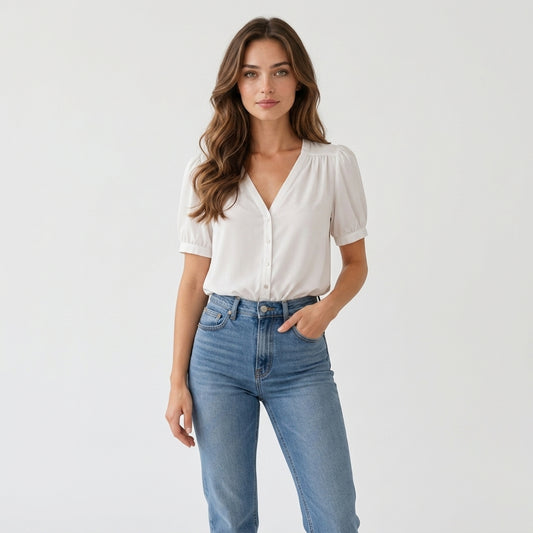 Chemisier en polyester blanc