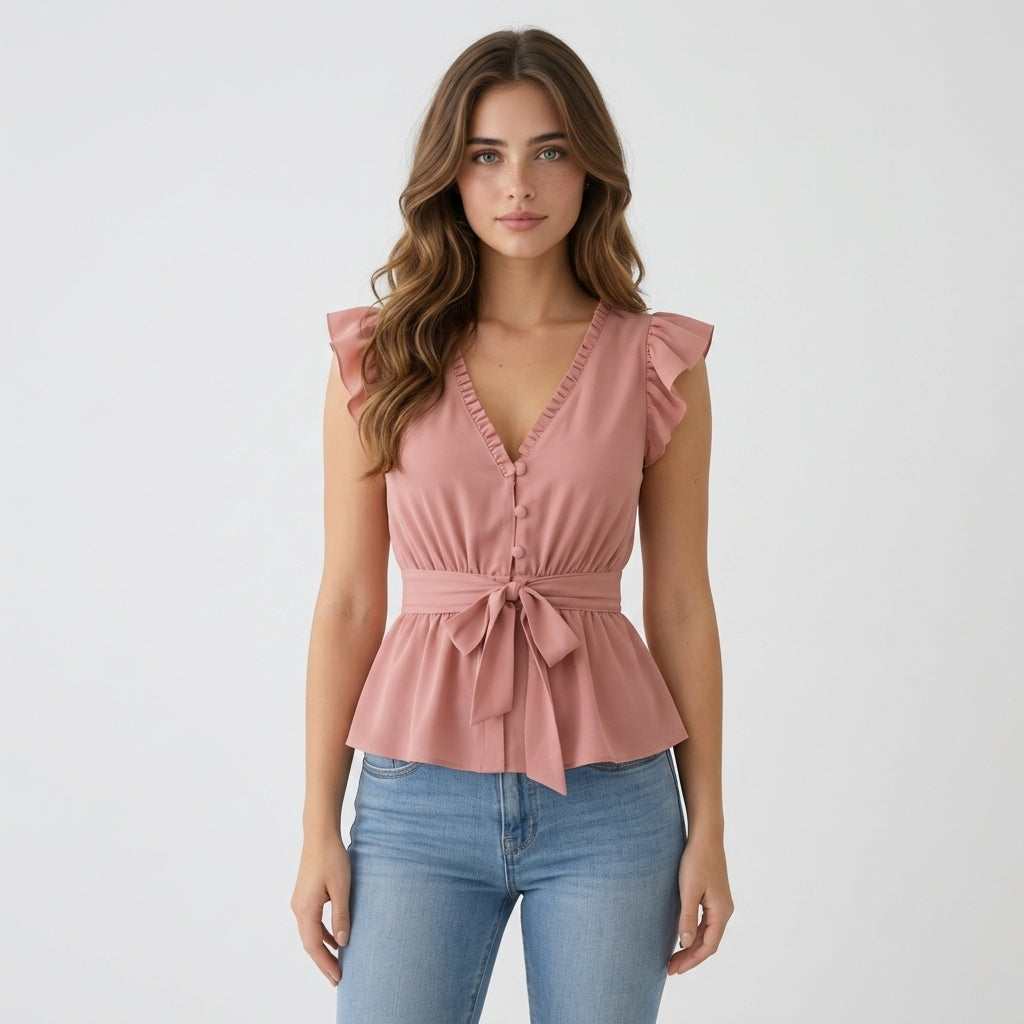 Chemisier rose en polyester