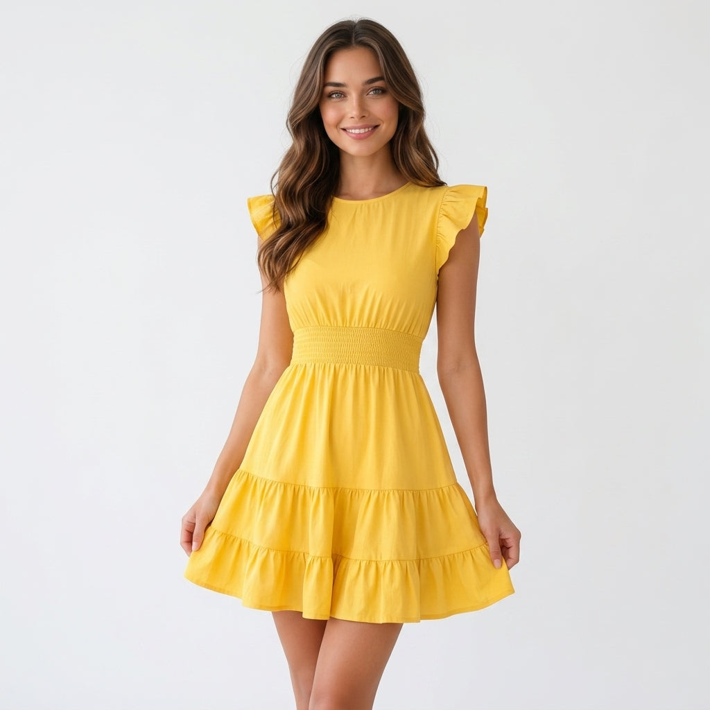 Robe jaune en polyester