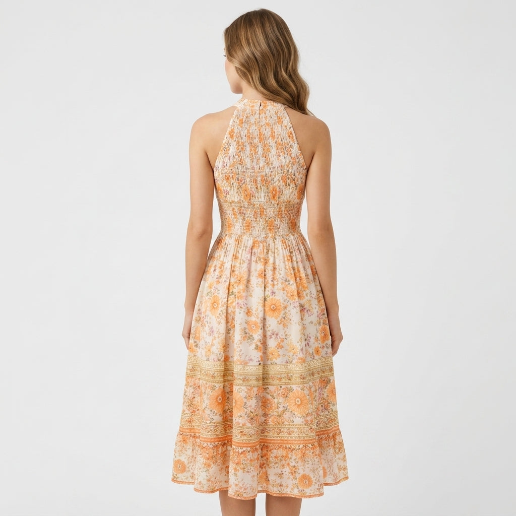 Robe orange en polyester