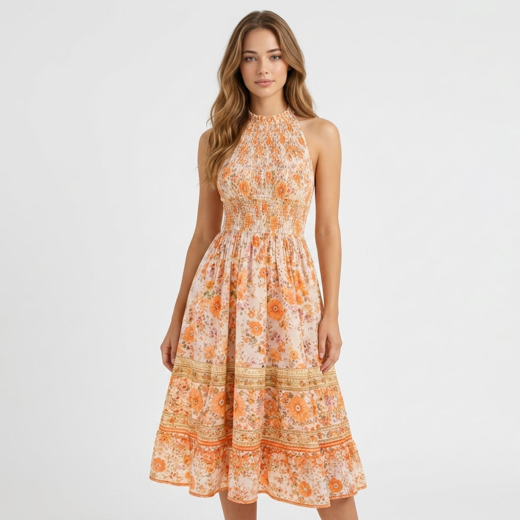 Robe orange en polyester