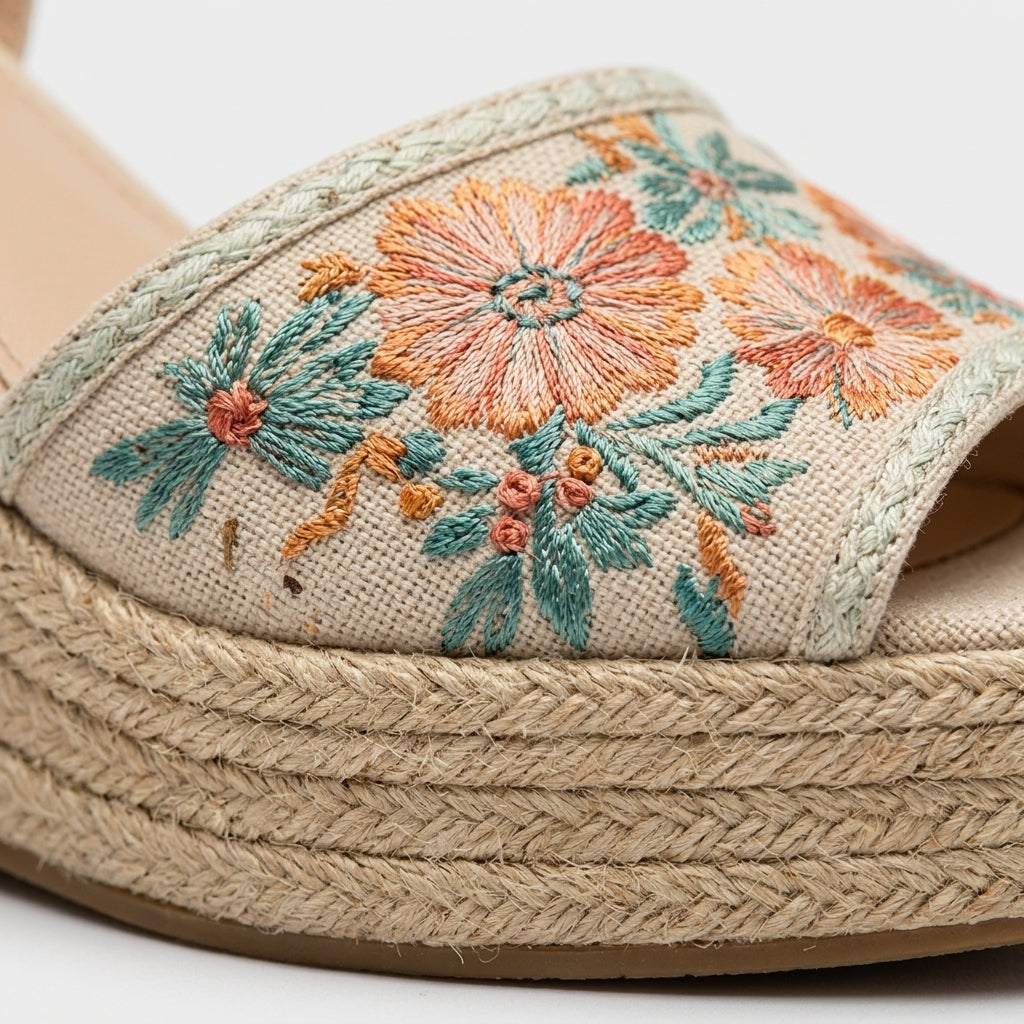 Sandales en toile beiges