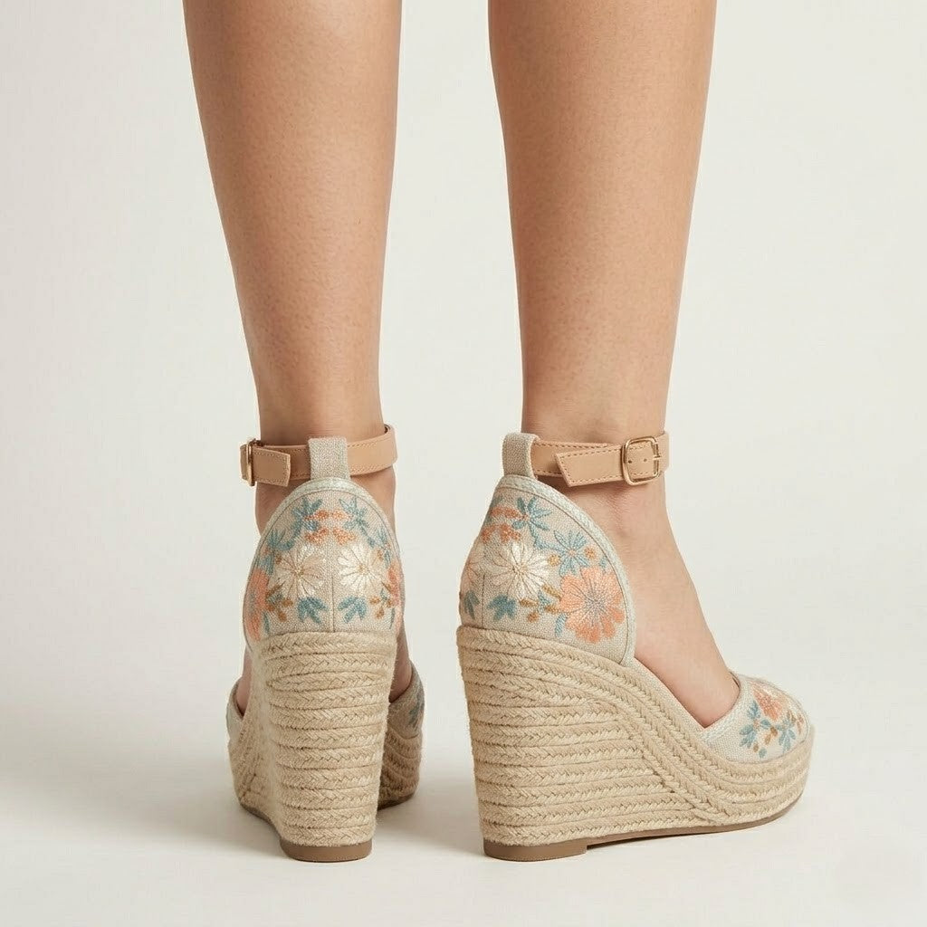 Sandales en toile beiges