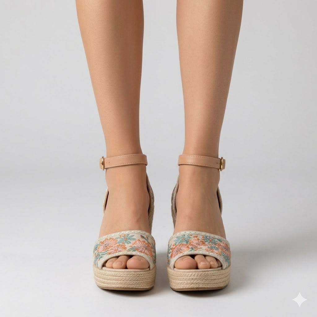 Sandales en toile beiges