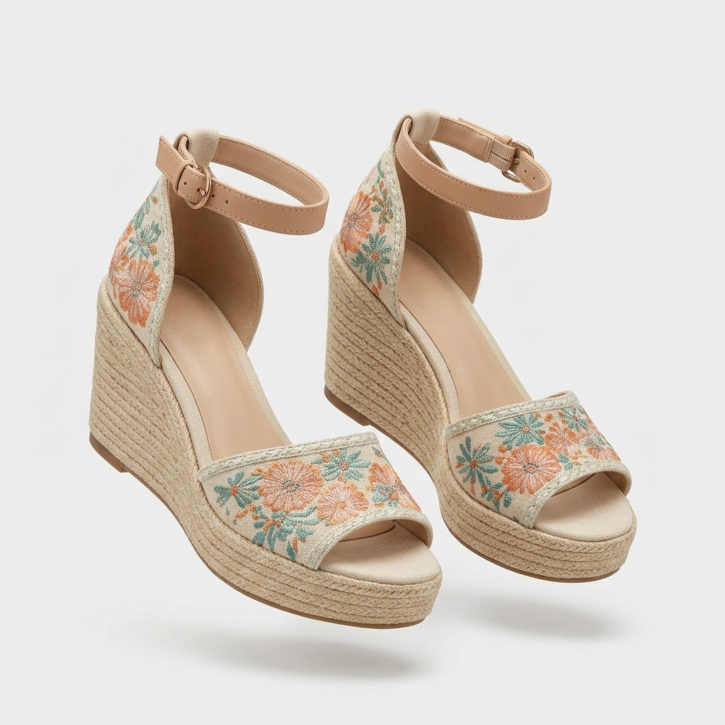 Sandales en toile beiges