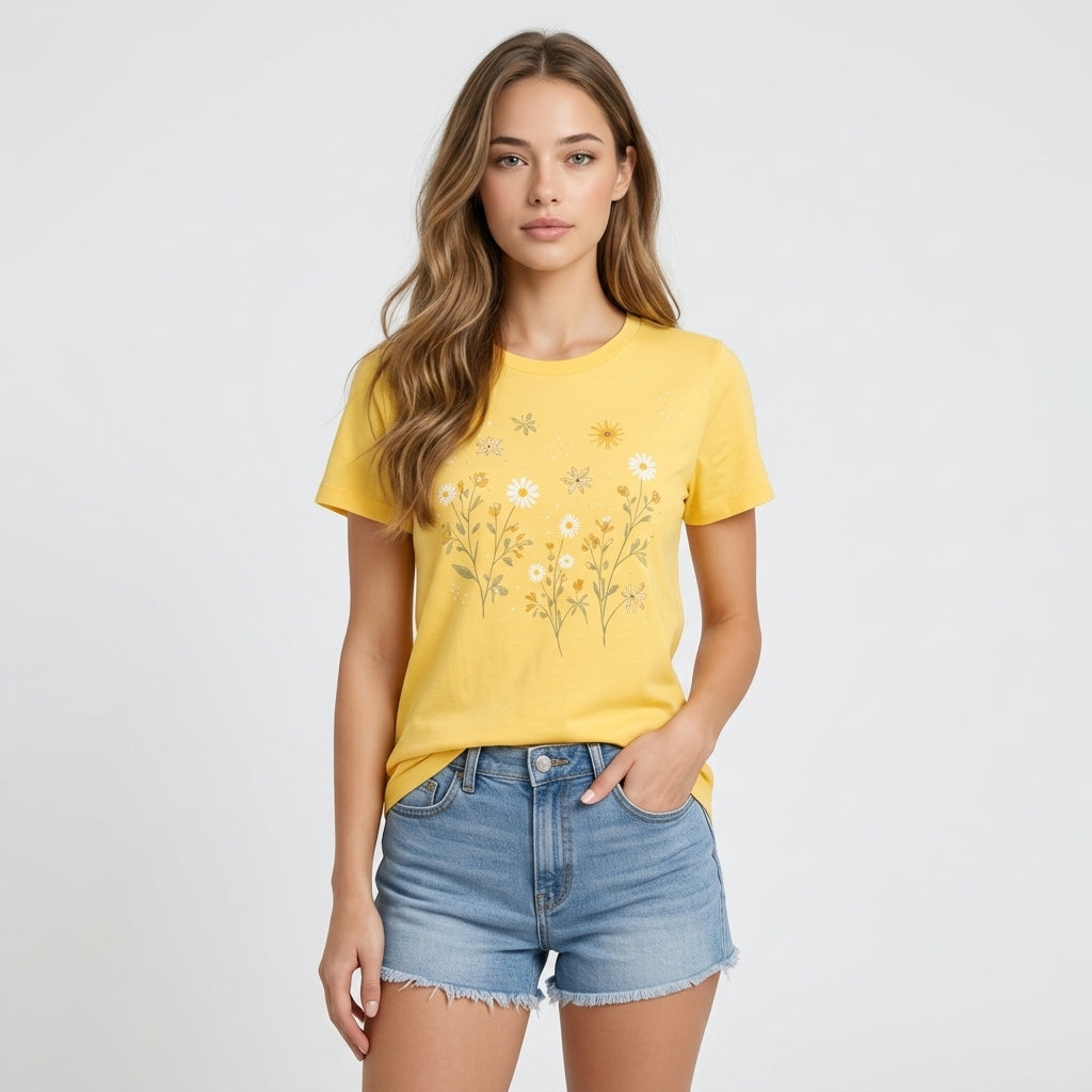 T-shirt jaune en coton